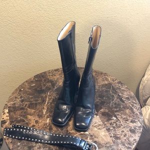 Antonio Melani Black Boots w/ Boot Belts!